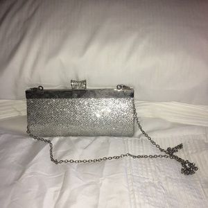 Silver clutch with diamonds